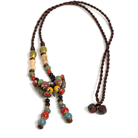 Boho Butterfly Necklace with Colorful Beads | Gift for Women