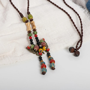 Boho Butterfly Necklace with Colorful Beads | Gift for Women