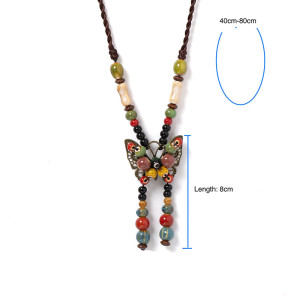 Boho Butterfly Necklace with Colorful Beads | Gift for Women