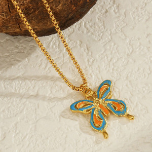 Cute Enamel Butterfly Necklace | Unique Gold Jewelry Gift