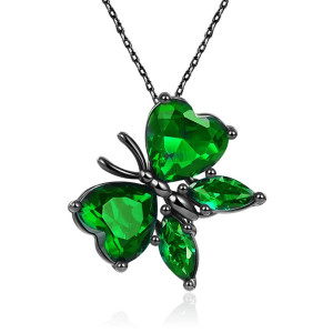 Emerald Butterfly Necklace | Unique Black Gothic Jewelry Gift