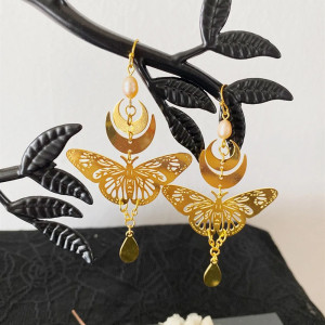 "Celestial Ray" Butterfly Moon Earrings | Unique Celestial Jewelry