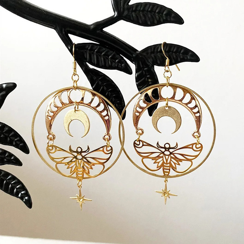 "Lunar Dance" Butterfly Moon Phase Earrings | Celestial Jewelry