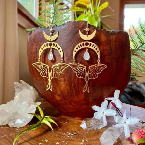 Golden Moon Butterfly Earrings | Boho Chic & Mystic Jewelry