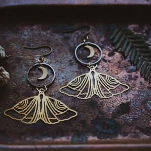 Ethereal Moon Butterfly Earrings | Cute Celestial Jewelry Gift