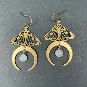 Opaline Moon Butterfly Earrings | Unique Bohemian Jewelry