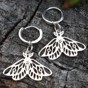 Lunar Silver Butterfly Hoop Earrings | Cute Nature Jewelry Gift