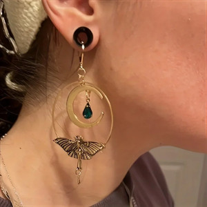 Emerald Moon Butterfly Earrings - Elegant & Mystical Jewelry!