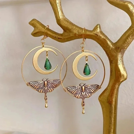 Emerald Moon Butterfly Earrings - Elegant & Mystical Jewelry!