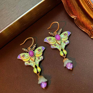 Enchanted Emerald Butterfly Earrings - Handmade Fantasy Jewelry!
