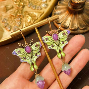 Enchanted Emerald Butterfly Earrings - Handmade Fantasy Jewelry!