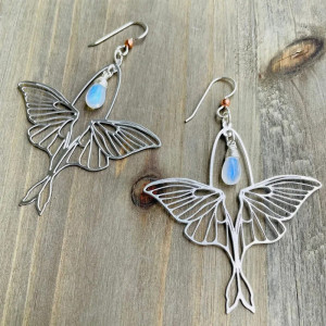 Moonstone Butterfly Dangle Earrings | Unique Silver Jewelry