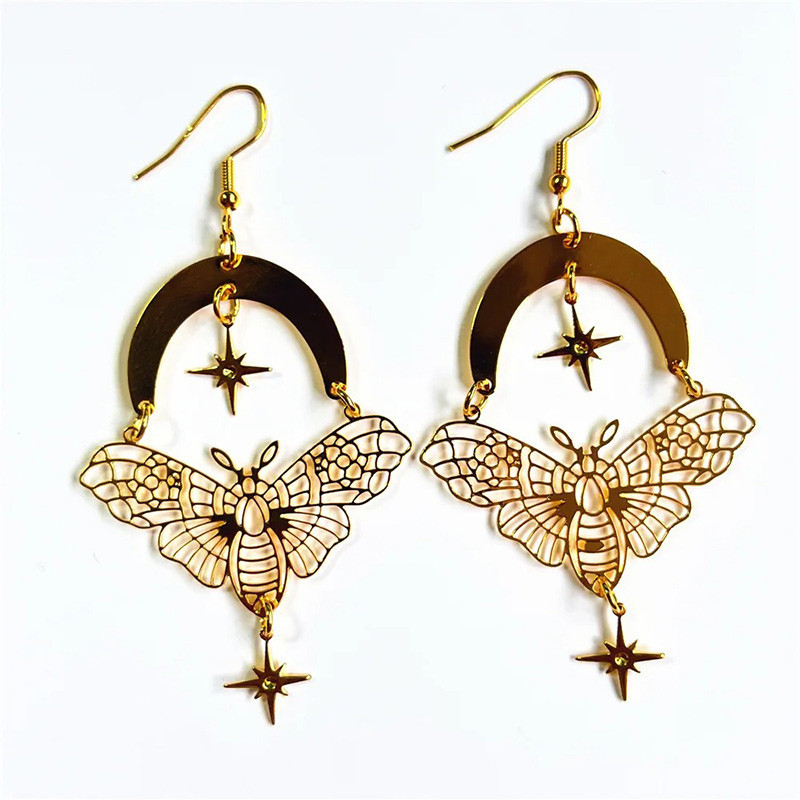 Stellar Night Moth Earrings | Celestial Moon & Star Jewelry