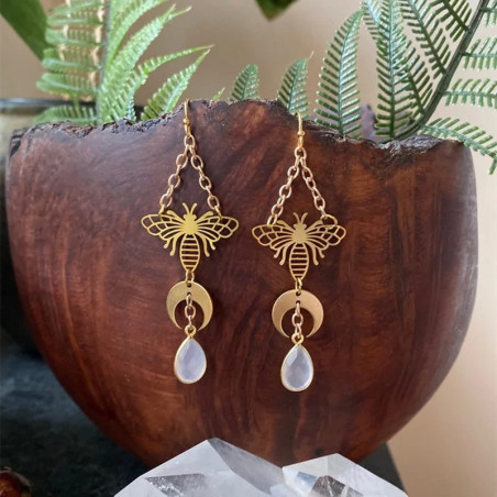 Golden Moon Bee Earrings | Cute & Symbolic Bee Jewelry