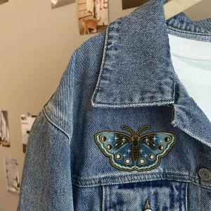 Sapphire Galaxy Butterfly Embroidered Patch | Cute Iron-On Gift