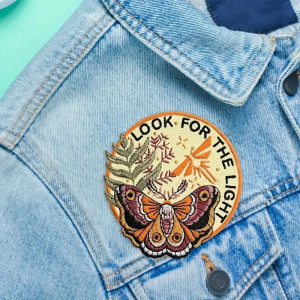 "Look for the Light" Butterfly Patch | Cute Embroidered Iron-On