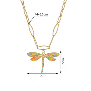 Unique Gold Dragonfly Necklace | Watercolor Enamel Pendant