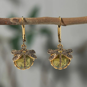 Elegant Dragonfly Earrings with Colored Glass | Gift for Women