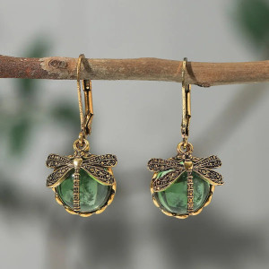 Elegant Dragonfly Earrings with Colored Glass | Gift for Women