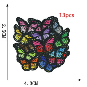 Set of 14 Mini Butterfly Patches - Cute Iron-On Appliques