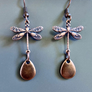Vintage Dragonfly Earrings | Antique Bronze Boho Jewelry Gift