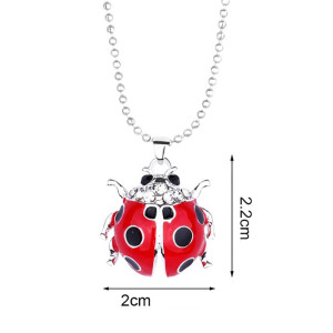Scarlet Queen Ladybug Necklace - Red & Silver Good Luck Jewelry