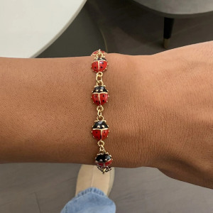Cute Ladybug Charm Bracelet | Gold Good Luck Jewelry Gift