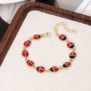Cute Ladybug Charm Bracelet | Gold Good Luck Jewelry Gift