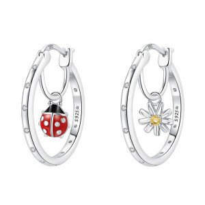 Cute Ladybug & Daisy Earrings | 925 Sterling Silver Jewelry
