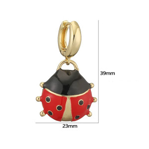 Ladybug Dangle Earrings | Gold & Enamel Cute Nature Jewelry