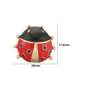Cute Ladybug Stud Earrings | Red & Gold Enamel Jewelry