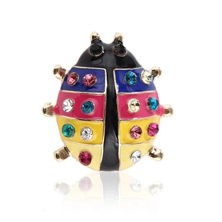 Joyful Rainbow Ladybug Brooch | Cute Rhinestone Pin Gift