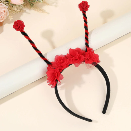Cute Ladybug Headband with Antennae & Flowers | Costume Gift