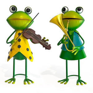 Funny Musical Frog Statues | Cute Metal Garden Art Decor
