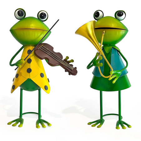 Funny Musical Frog Statues | Cute Metal Garden Art Decor