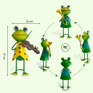 Funny Musical Frog Statues | Cute Metal Garden Art Decor