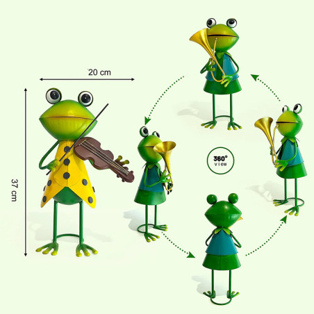 Funny Musical Frog Statues | Cute Metal Garden Art Decor