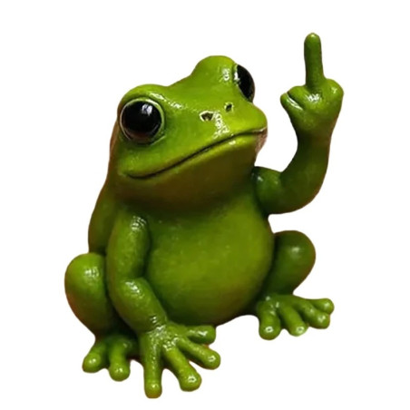 Funny Middle Finger Frog Statue | Cute & Cheeky Desk Decor