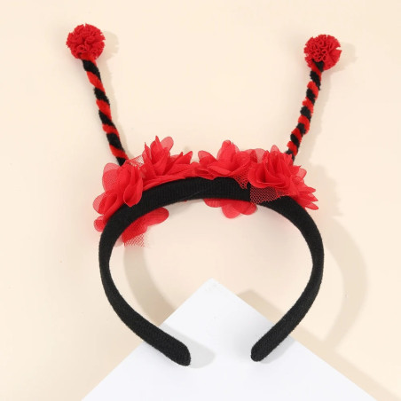 Cute Ladybug Headband with Antennae & Flowers | Costume Gift
