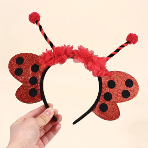 Ladybug Headband with Red Glitter Wings | Cute Costume Gift