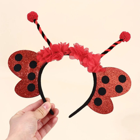 Ladybug Headband with Red Glitter Wings | Cute Costume Gift