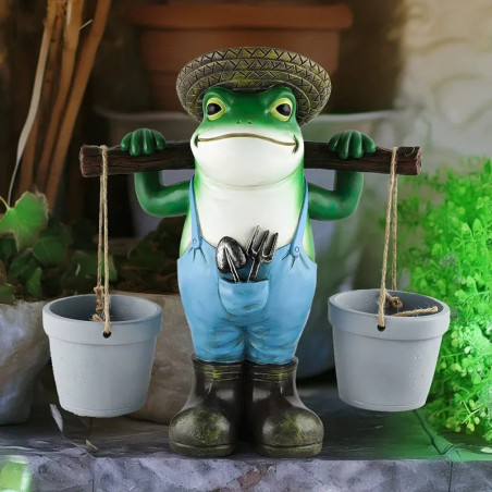 Cute Gardener Frog Statue Planter | Funny Garden Decor Gift