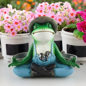 Cute Zen Frog Gardener Statue | Funny Garden Decor Gift Idea