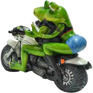 Funny Biker Frog Couple Figurine | Unique Romantic Gift Idea