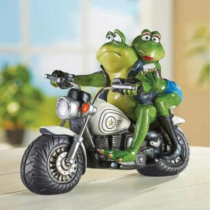 Funny Biker Frog Couple Figurine | Unique Romantic Gift Idea