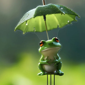 Cute Frog Garden Stake Under the Rain - Waterproof Yard Art