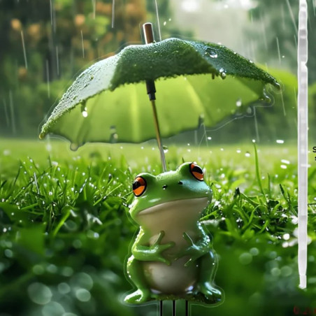 Cute Frog Garden Stake Under the Rain - Waterproof Yard Art
