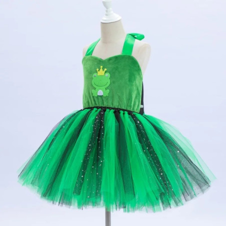 Frog Prince Costume Dress for Kids | Green & Black Tutu