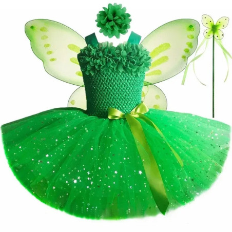 Green Fairy Costume for Kids "Glimmering Wings" Tutu Dress