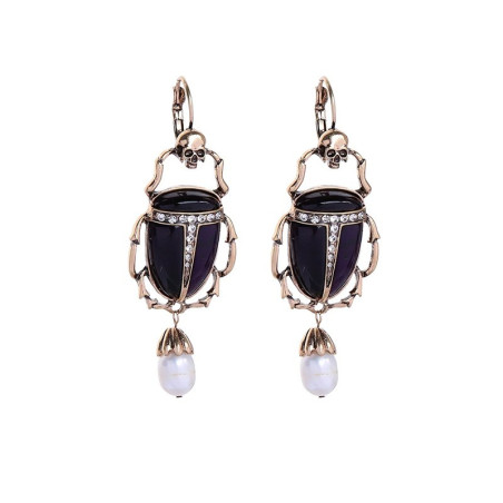 Black Scarab Beetle Earrings | Unique Egyptian Style Jewelry
